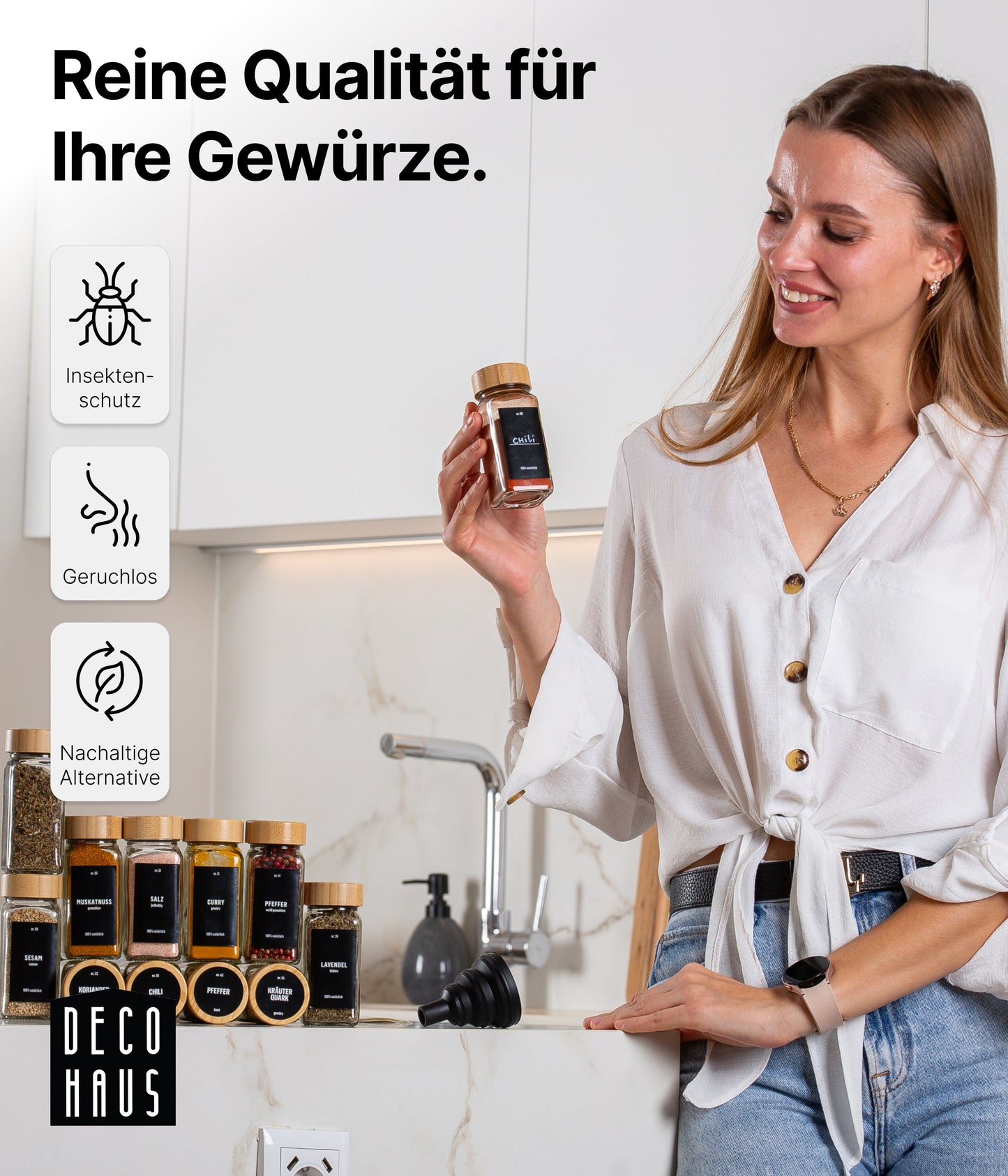 Gewürzgläser-Set mit Schraubkappe, 24set, Holzdeckel