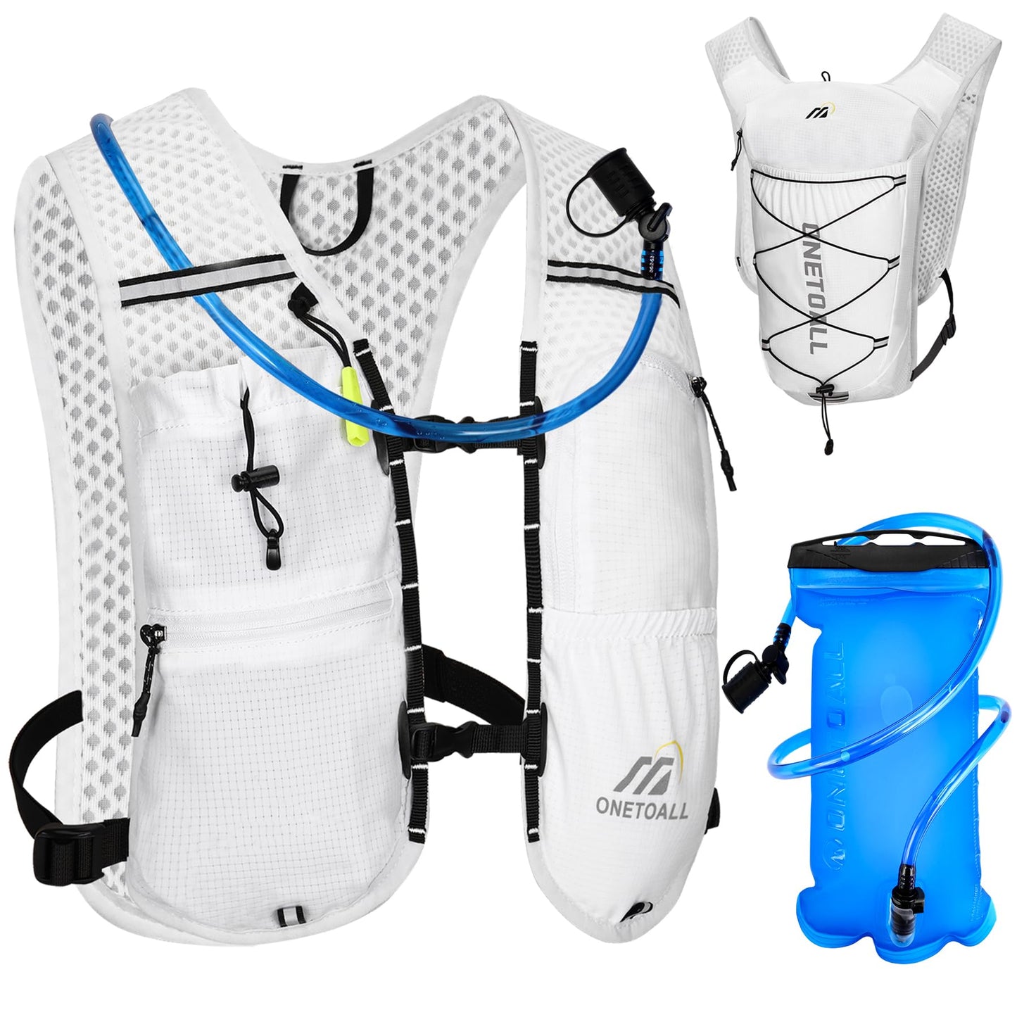 Leichte Laufweste mit Trinkblase und Flasche (6L), weiss mit trinkblase