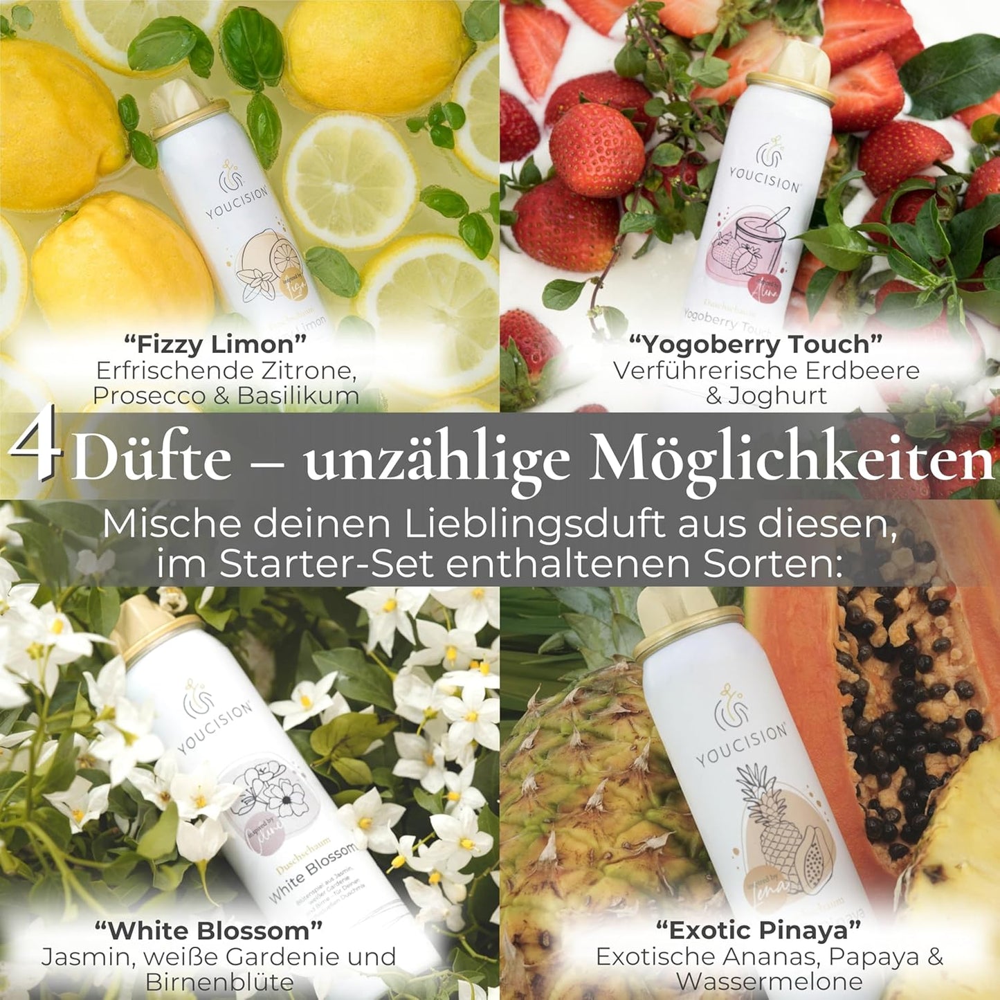 3-in-1 Duschschaum Spender Starter-Set, nachfüllbar, Duftreise Starter-Set 1 stück (1er Pack)