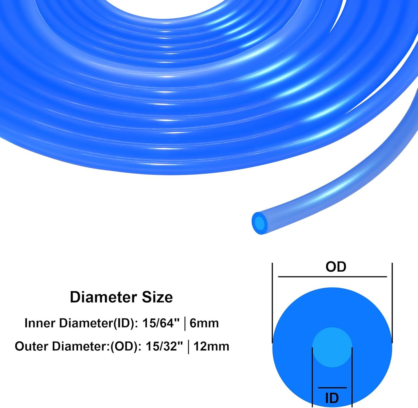 Flexibler Silikonschlauch 6mm ID x 12mm OD, Blau 6mm ID x 12mm OD