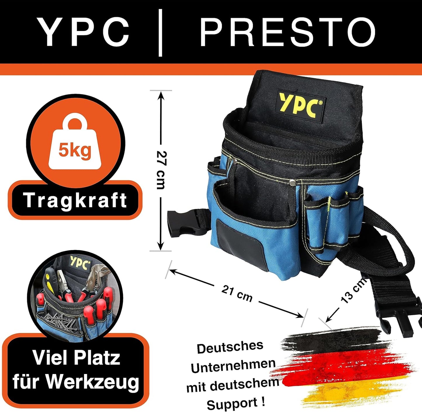 Werkzeug Gürteltasche mit Hammerschlaufe, Blau