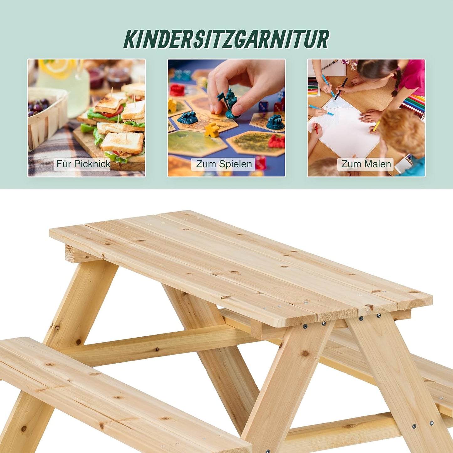 Kindersitzgarnitur Picknickbank, Natur