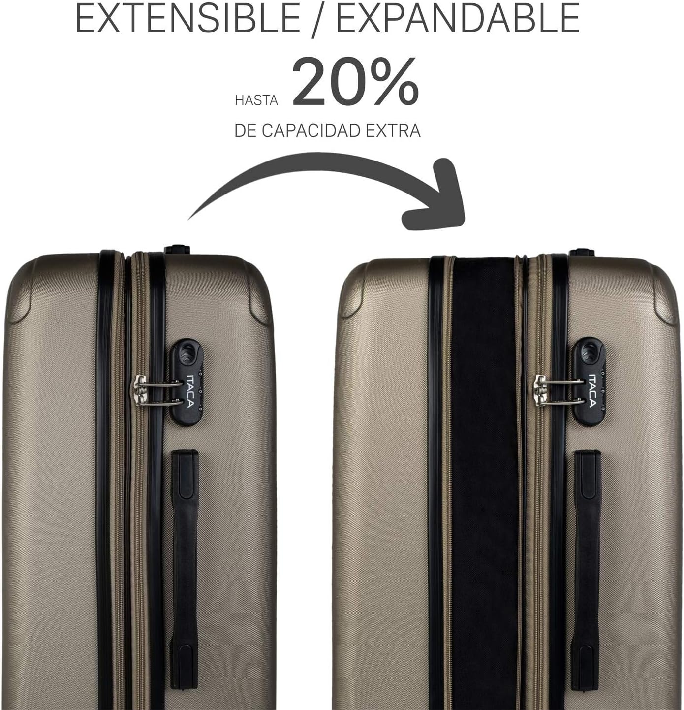 Reisekoffer-Set (Hartschale, 3-teilig, S+M+XS), Champagner S + M + XS