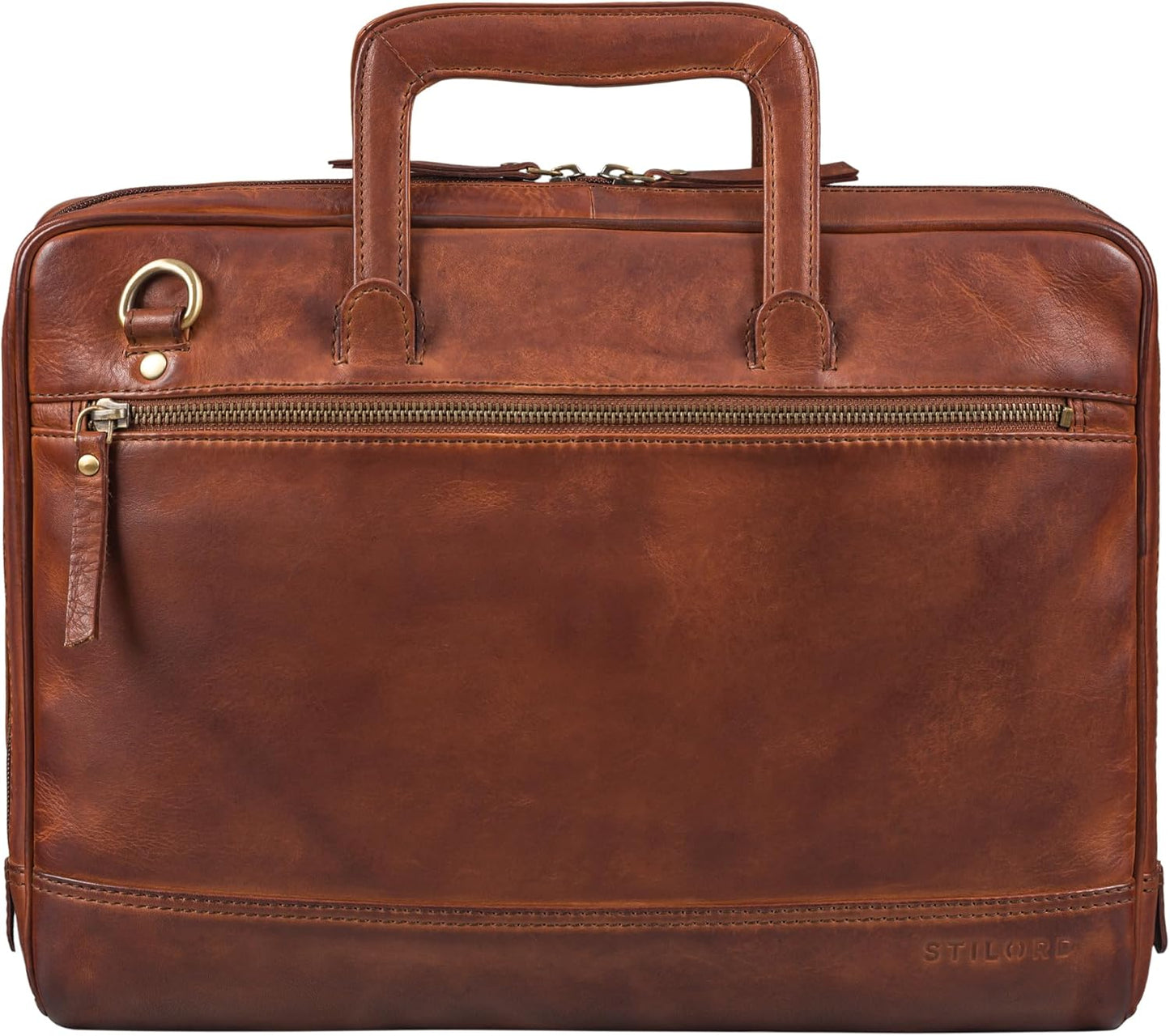 Leder Laptoptasche 15 Zoll, M Brandy - Cognac