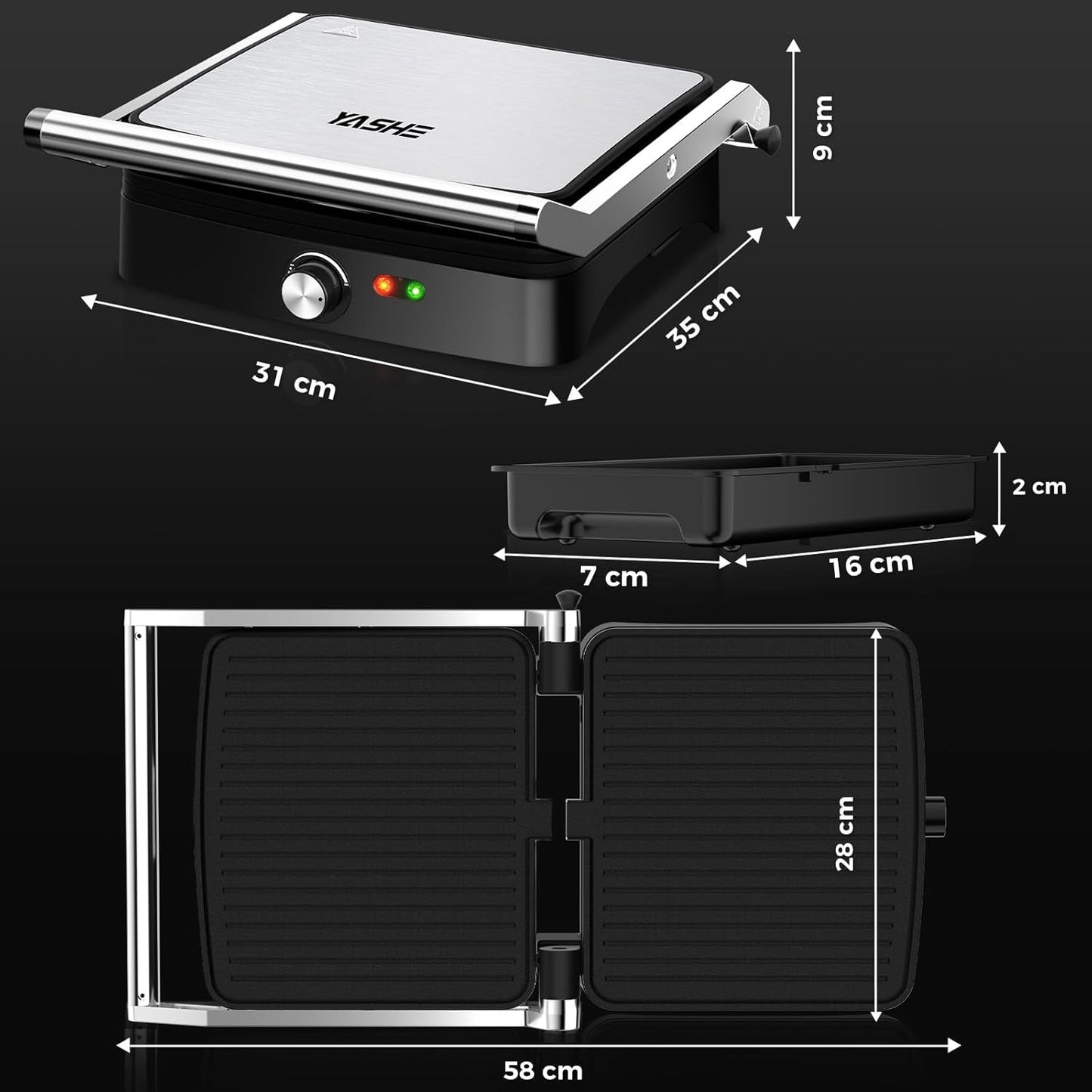 Kontaktgrill mit Temperaturregler, ABC19A
