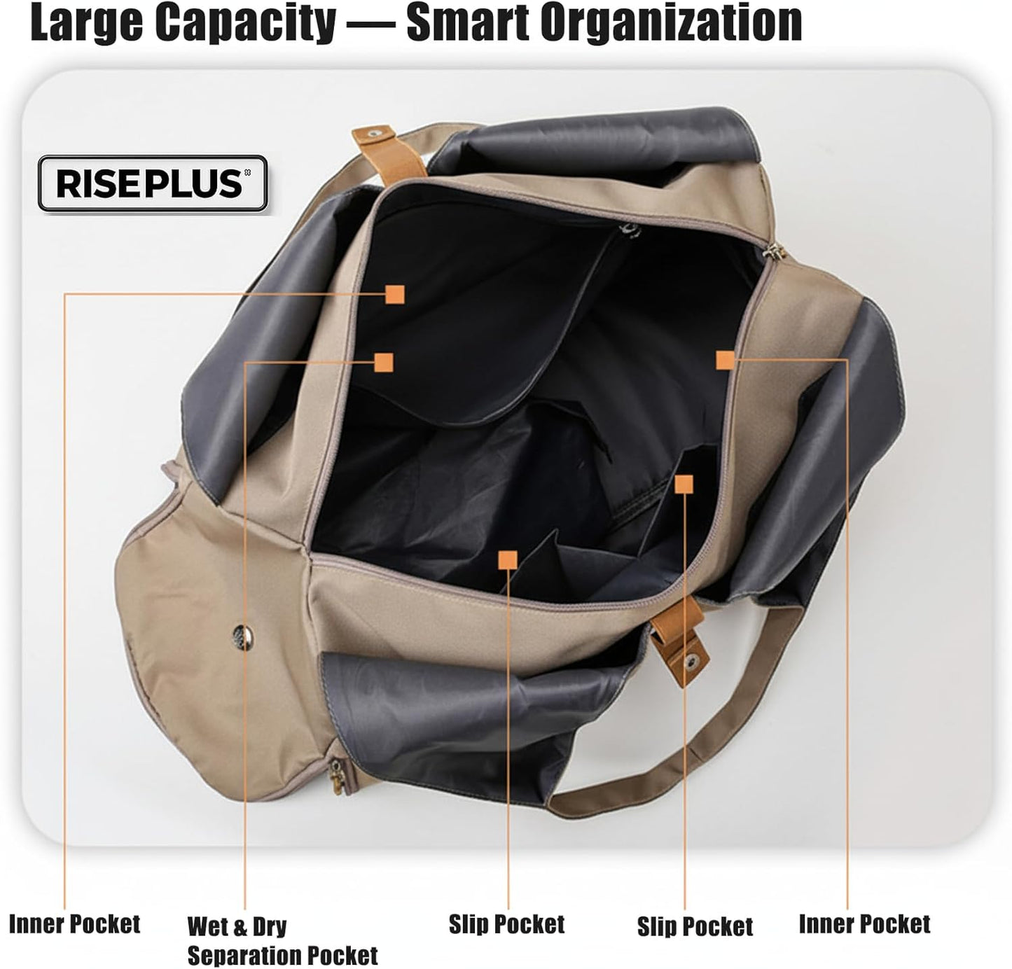 Yogatasche mit Schuh- und Nassfach, wasserdicht 32L, Braun