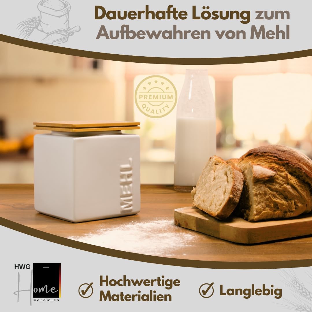 Luftdichter Mehlbehälter, Mehl Weiss