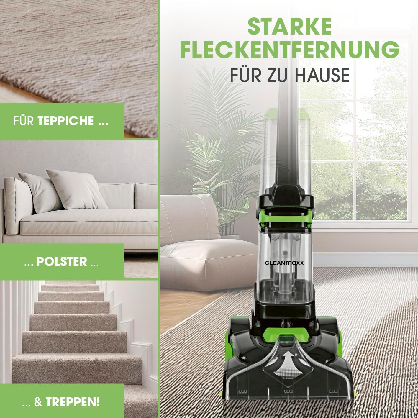 Teppich- & Hartbodenreiniger Pro, FloorClean + Polsterdüse & Shampoo