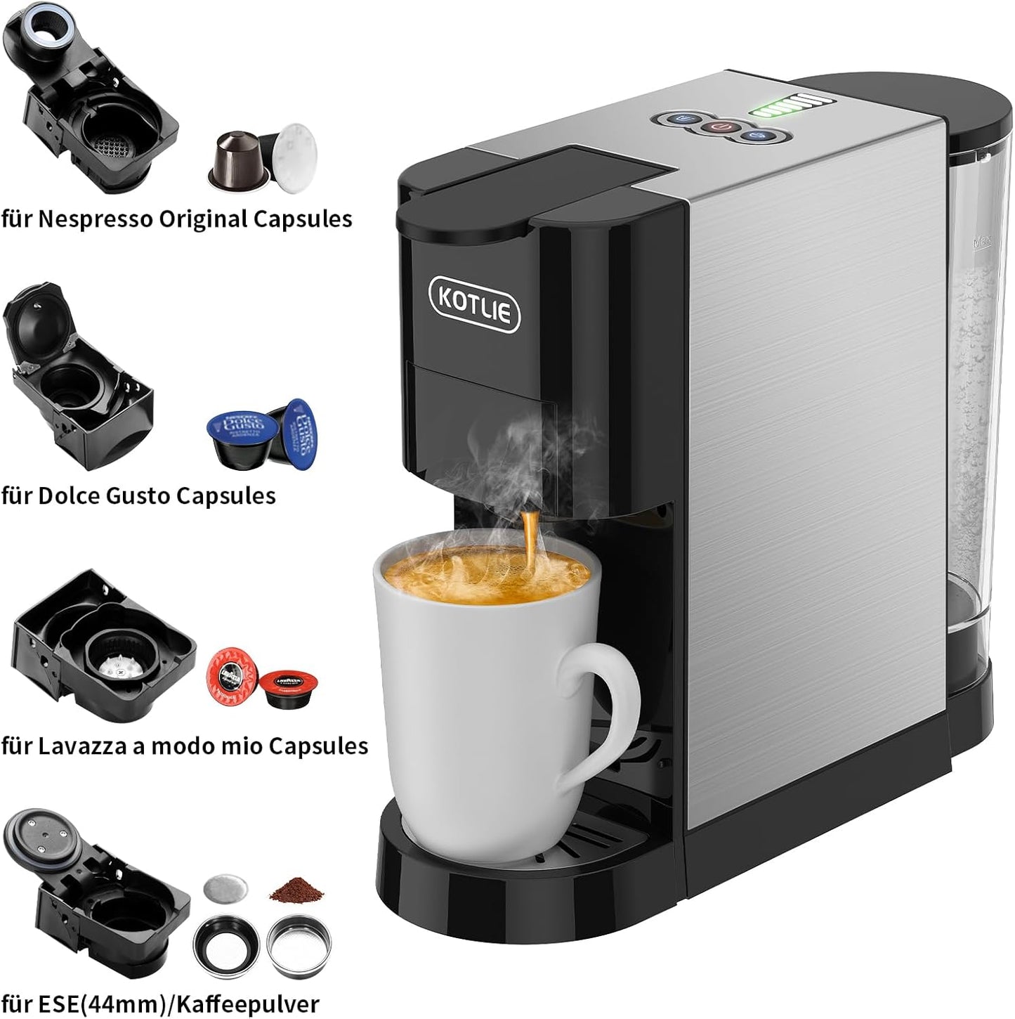 5-in-1 Kaffeemaschine, Schwarz
