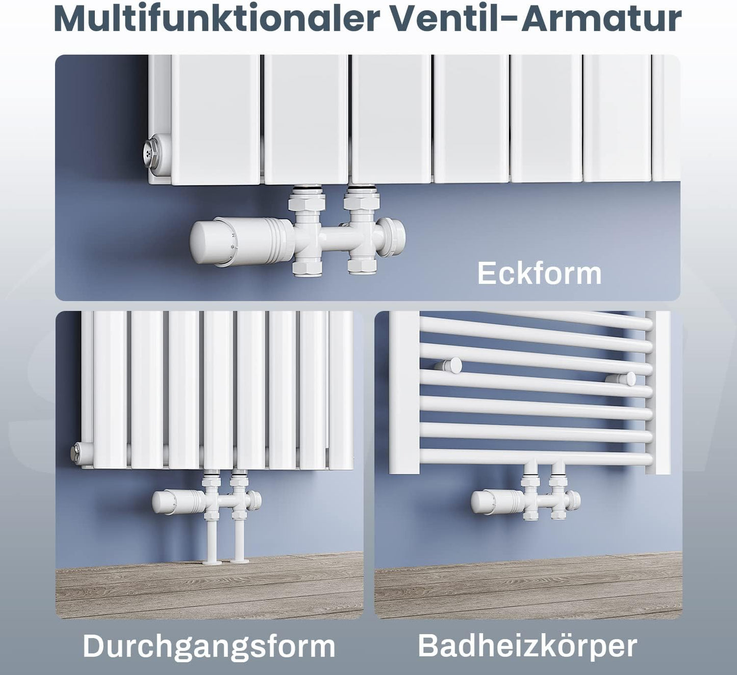 Multiblock 2-in-1 für Heizkörper-Anschlussarmatur, Weiß