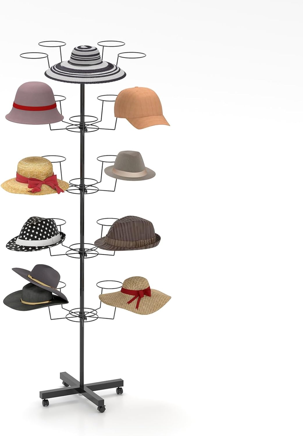 5-stöckiger drehbarer Hut- und Perückenständer