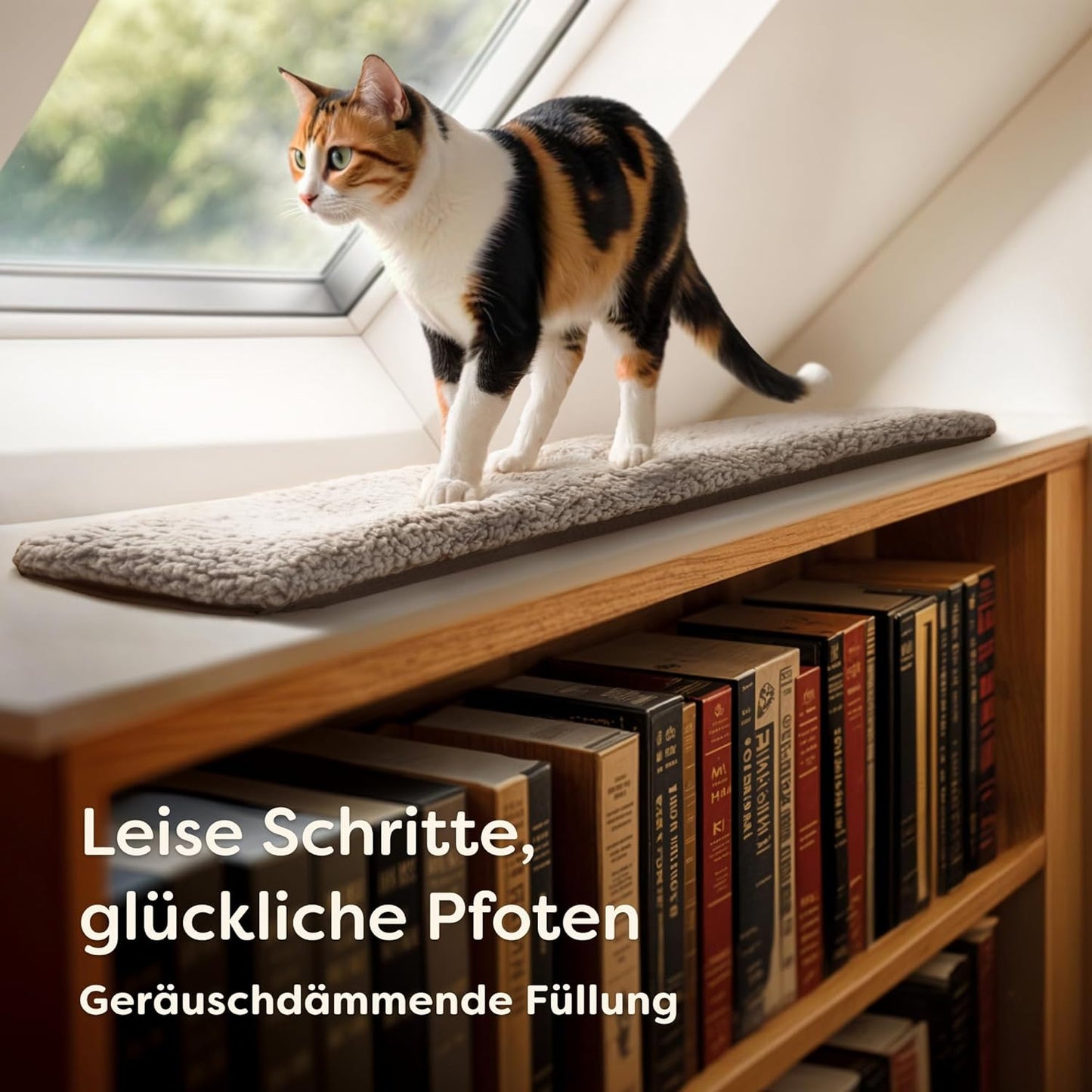 Katzen-Fenstermatte, Grau 90x28cm