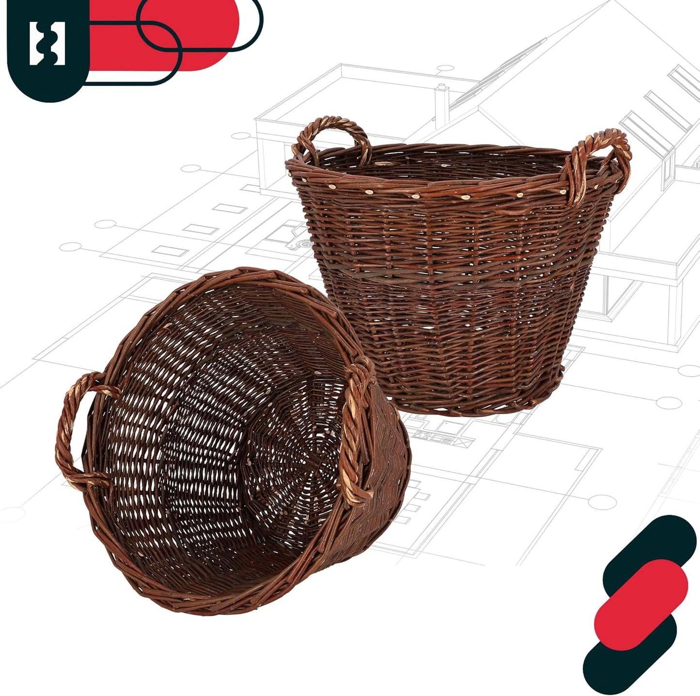 Weidenkorb mit Griffen, ø 50 cm
