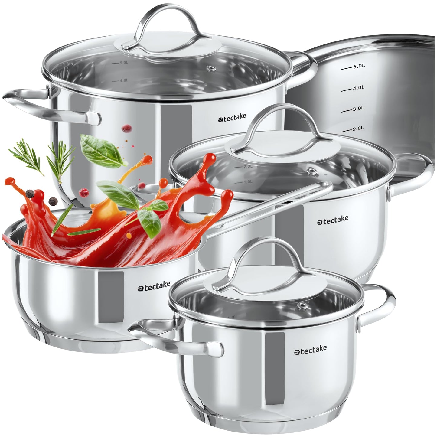 7-teiliges Topf-Kochgeschirr-Set aus Edelstahl, 7-tlg Set