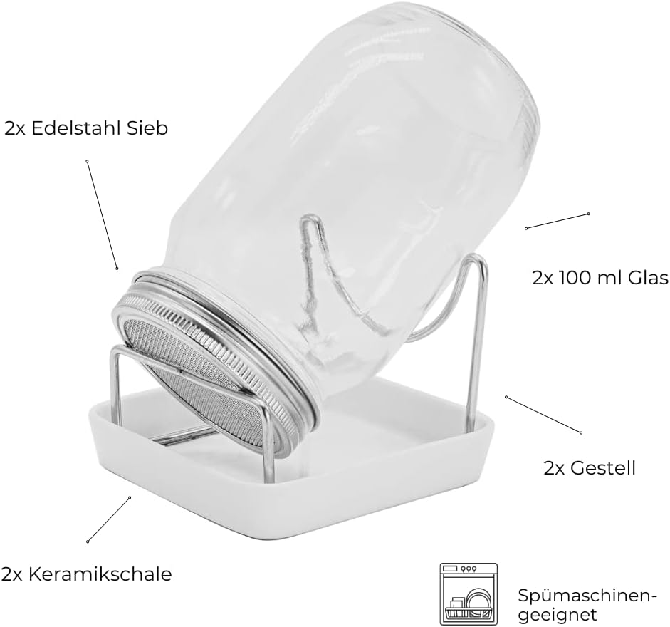 2er-Set Sprossenglas mit Edelstahlgitter