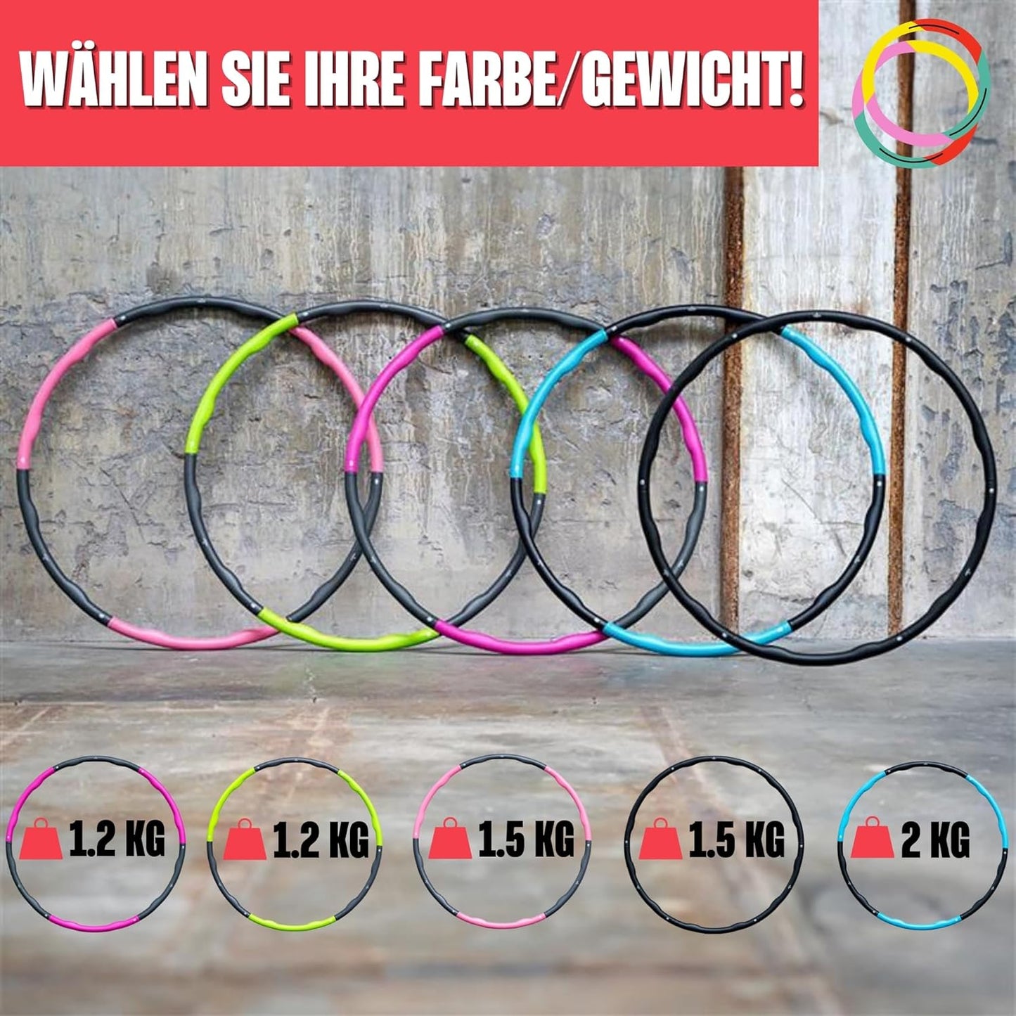 Hula Hoop Reifen mit Stecksystem, Schwarz - 1.5 KG