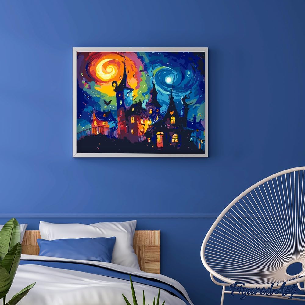 Malen nach Zahlen Set Fantasie Schloss, Fantasie Schloss 40x50cm Mit Rahmen (bereits gespannt)