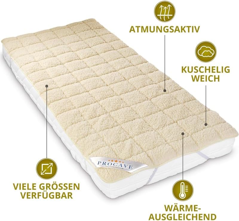 Unterbett mit Lammflor und Schurwolle, 180x200cm