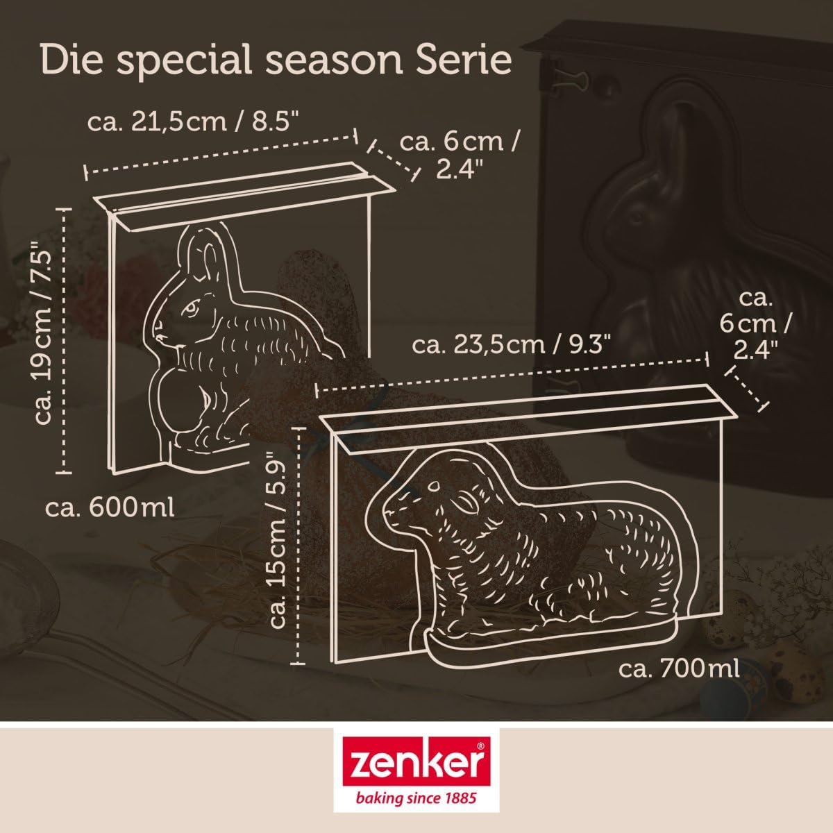 Osterbackformen-Set Mini-Lamm & Hase, Mini-Lamm & Hase