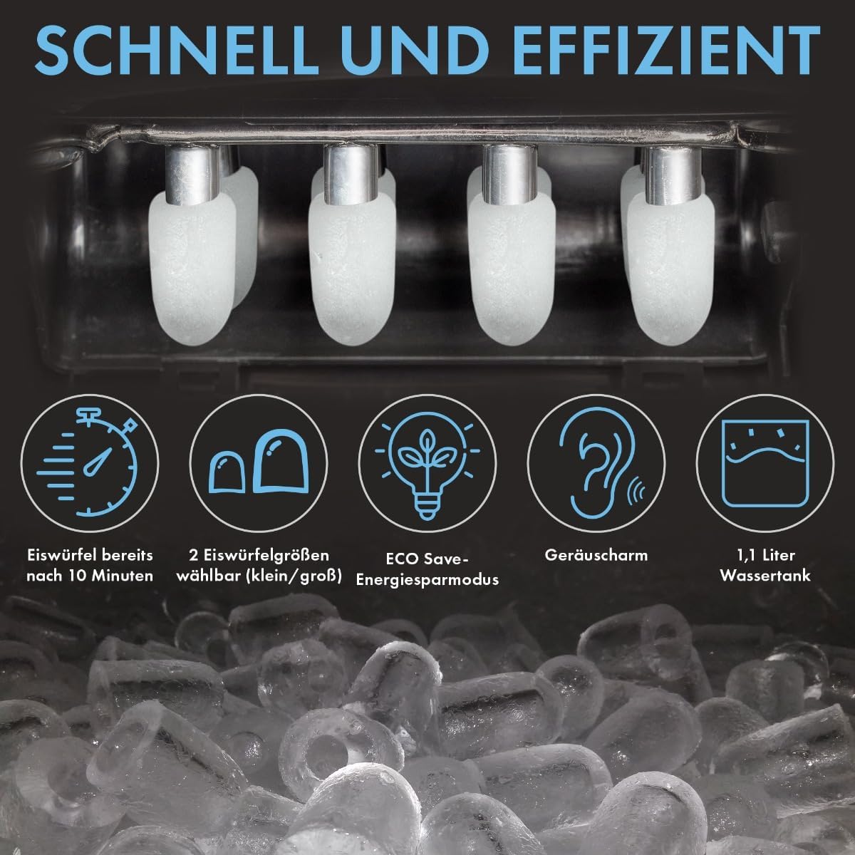 EWB 3798 schwarz Eiswürfelbereiter, Schwarz *NEUSTES MODELL*