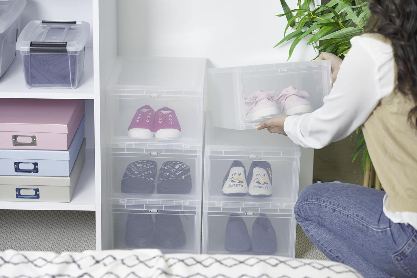 Transparente Schuhaufbewahrungsboxen-Set (6 Stück, stapelbar), Transparent B22 x T32 x H18/6er-Set