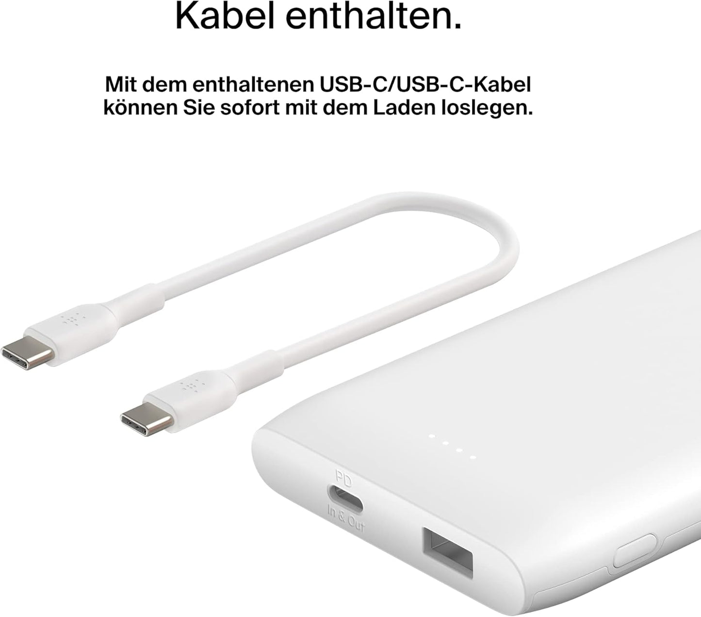 Powerbank USB-C & USB-A, Schnellladegerät, Weiss