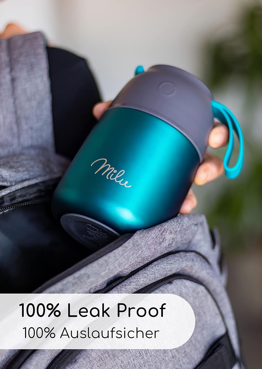 Thermobehälter mit Löffel, Grün / 450ml