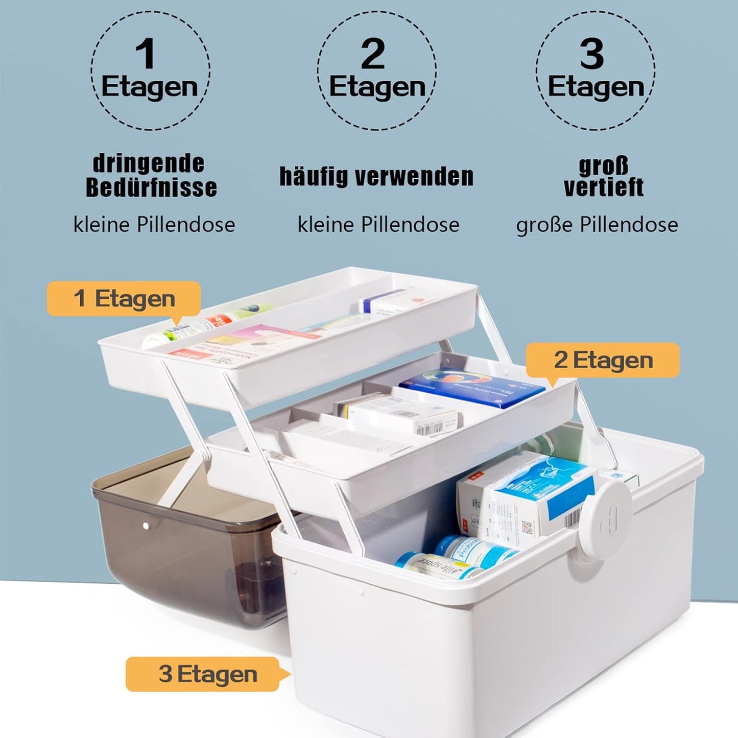 Medikamenten-Aufbewahrungsbox, Weiss-39cm