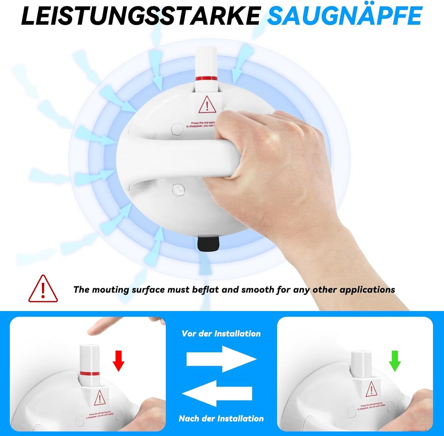 Duschgriff mit Saugnapf, ohne Bohren