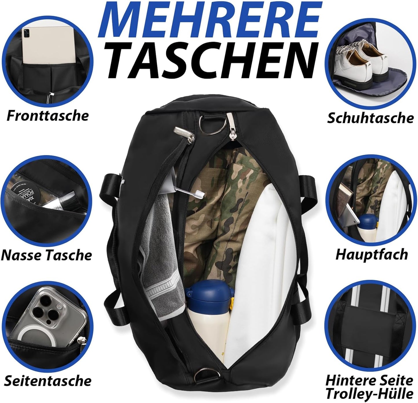 Sporttasche mit Schuhfach, 40L