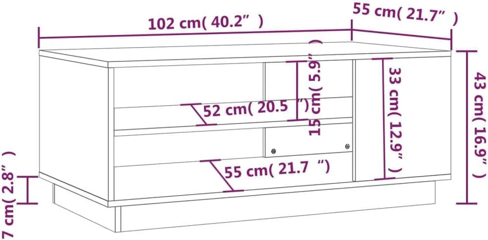 Couchtisch mit Stauraum, Betongrau 102 x 55 x 43 cm