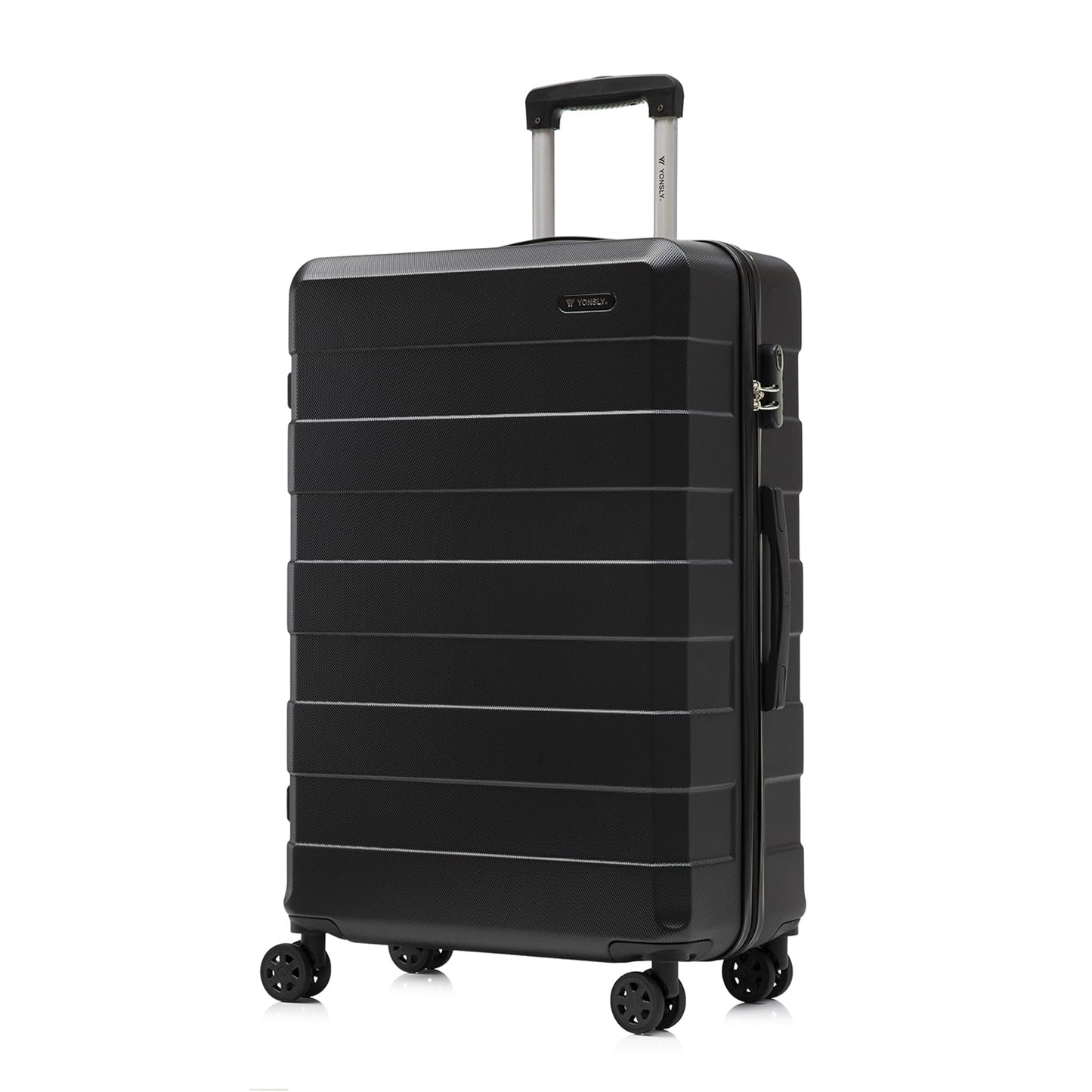 Hartschalenreisekoffer mit Zahlenschloss (XL, 360° Rollen), XL (76cm-98L) YS6 Schwarz