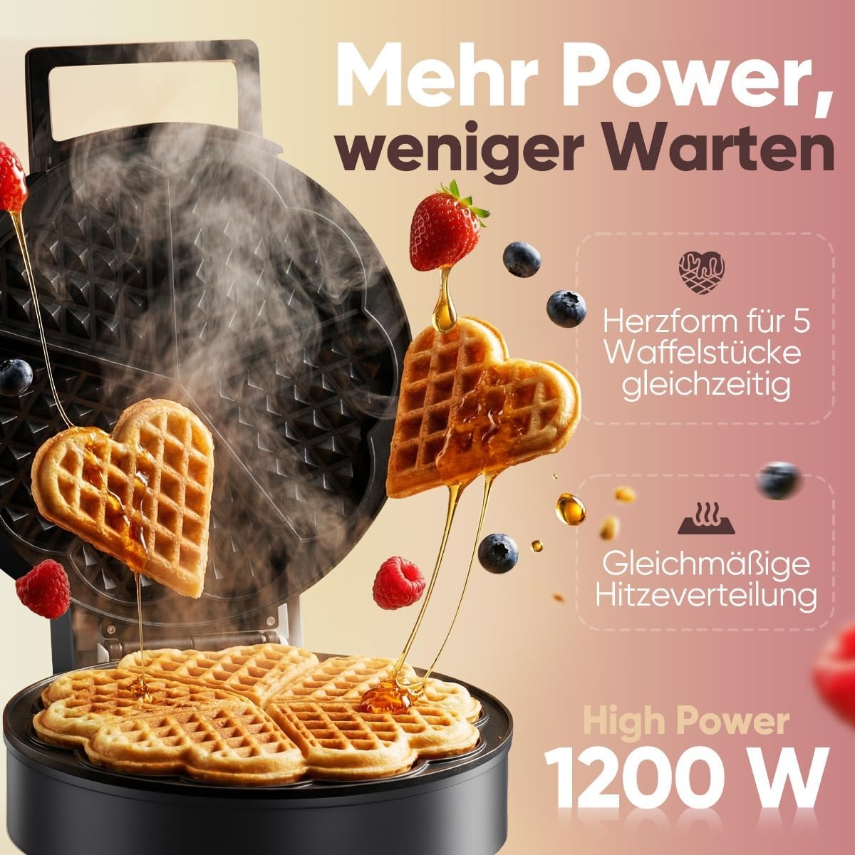 Waffeleisen Herzform, Schwarz