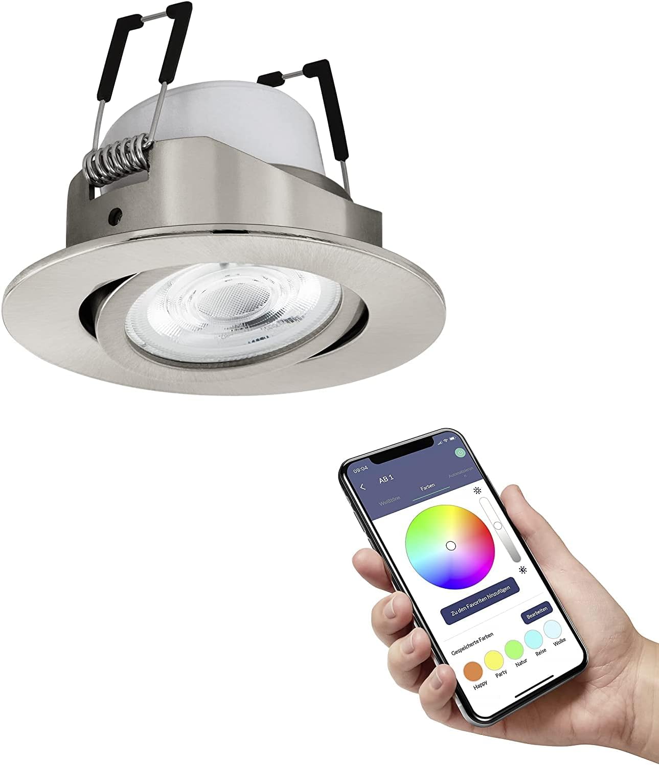 LED-Einbaustrahler Saliceto-Z, Ohne Fernbedienung Nickel-matt