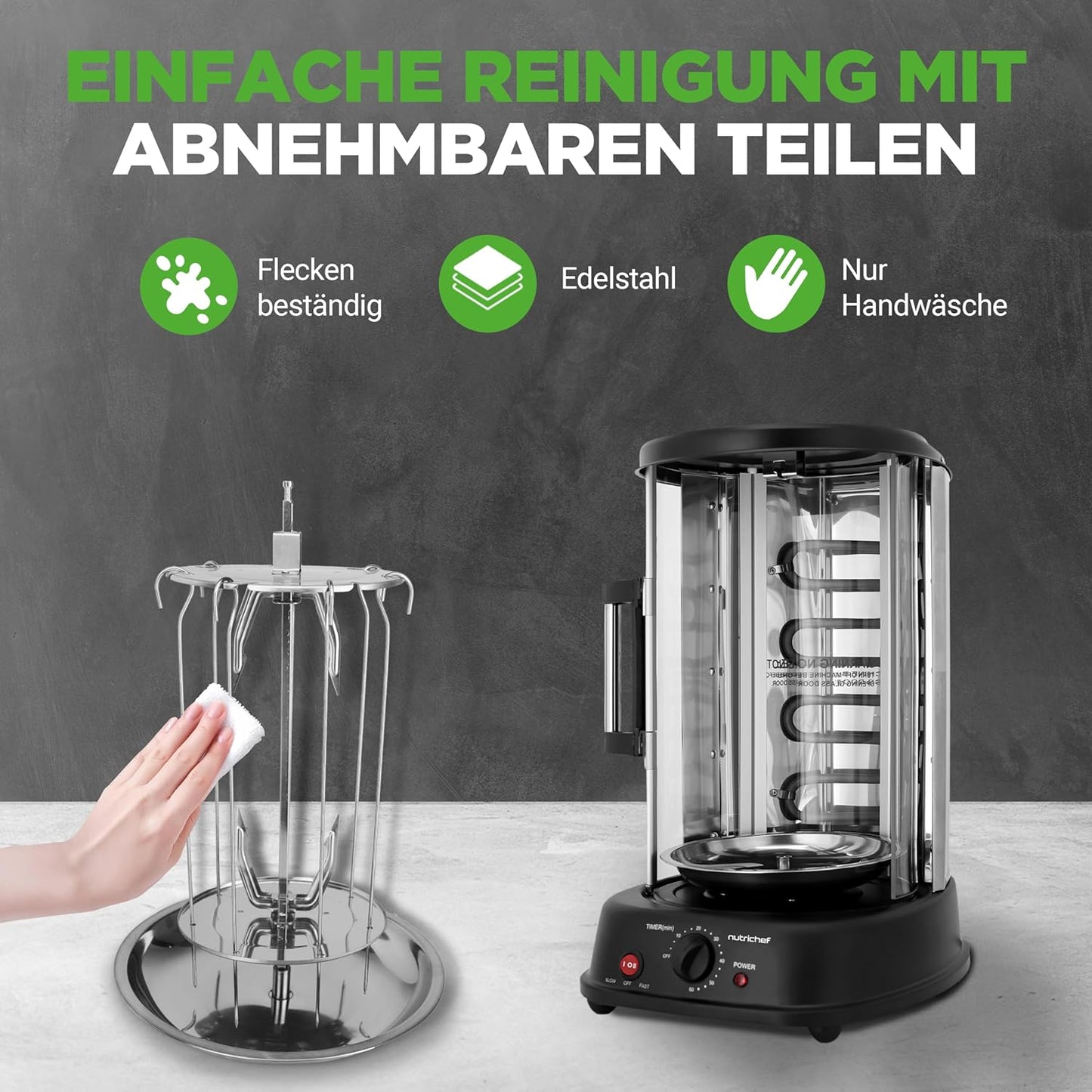 Heissluft-Multiofen mit Drehspiess und Grillfunktion, Rotisserie