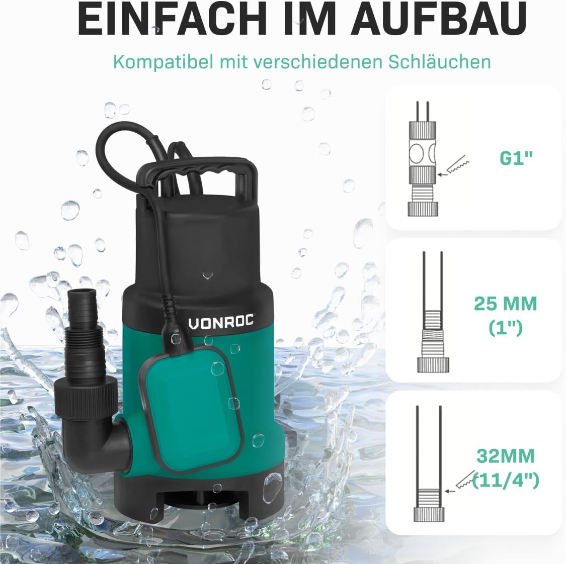 Tauchpumpe SP503AC für Schmutzwasser, 750W - 1400l/h
