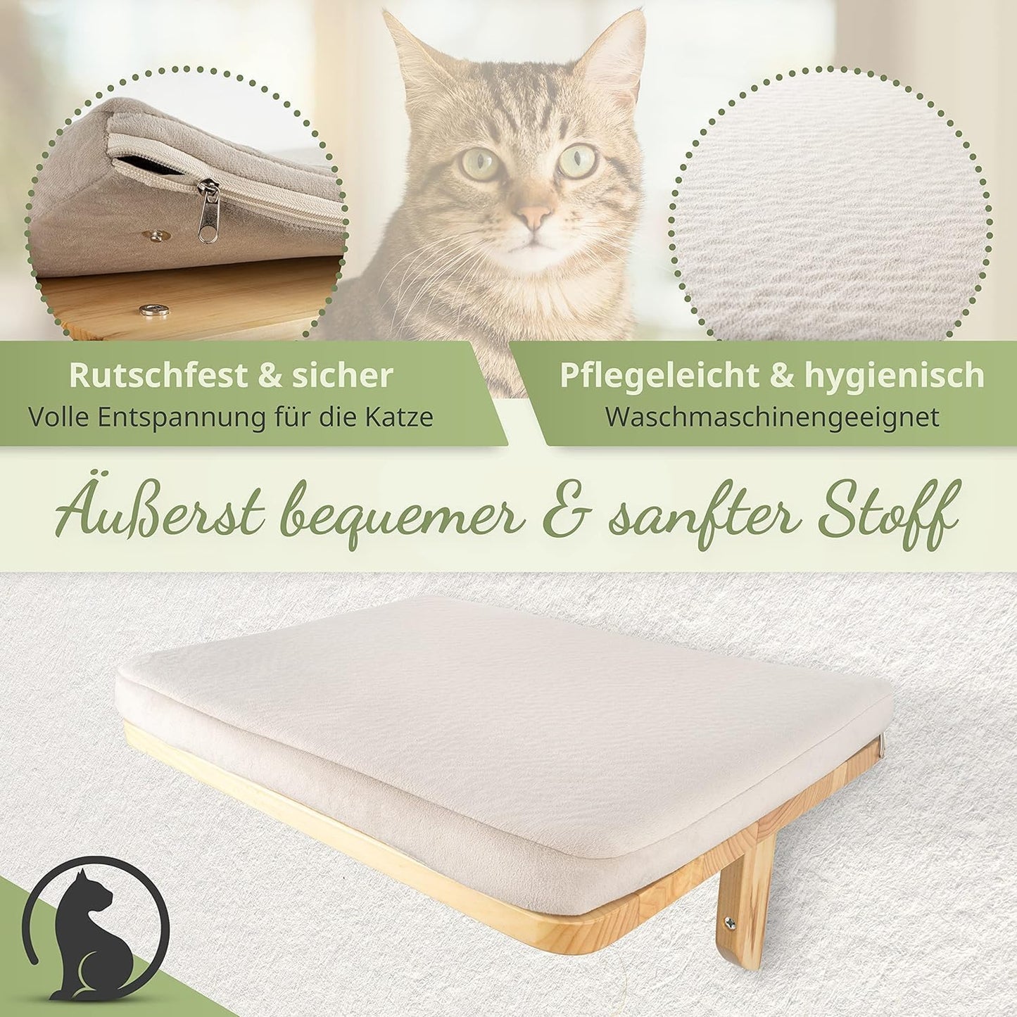 4-teilige Kletterwand für Katzen mit Wand-Kratzbaum, Massivholz
