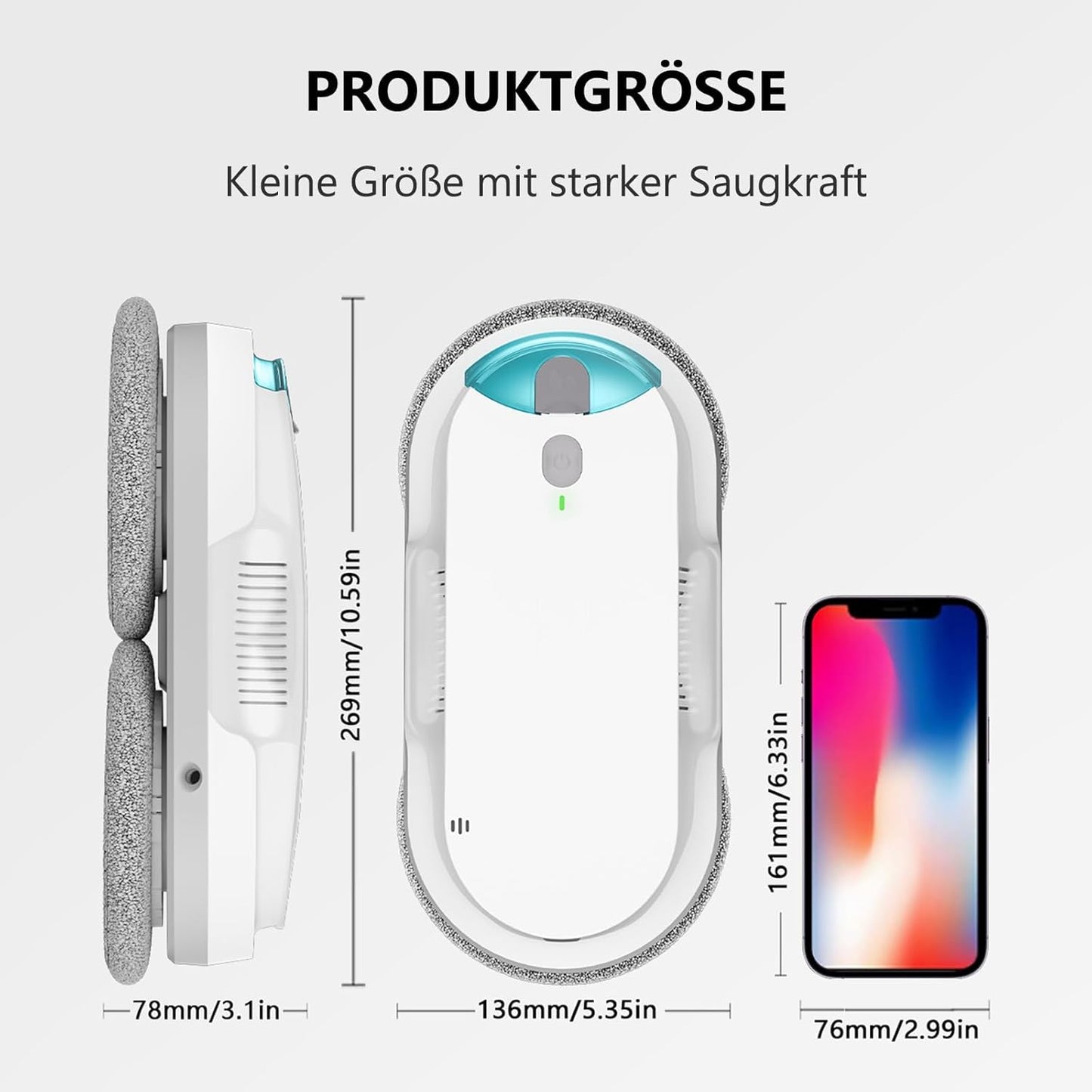 Fensterputzroboter mit Ultraschallreinigung, Weiss