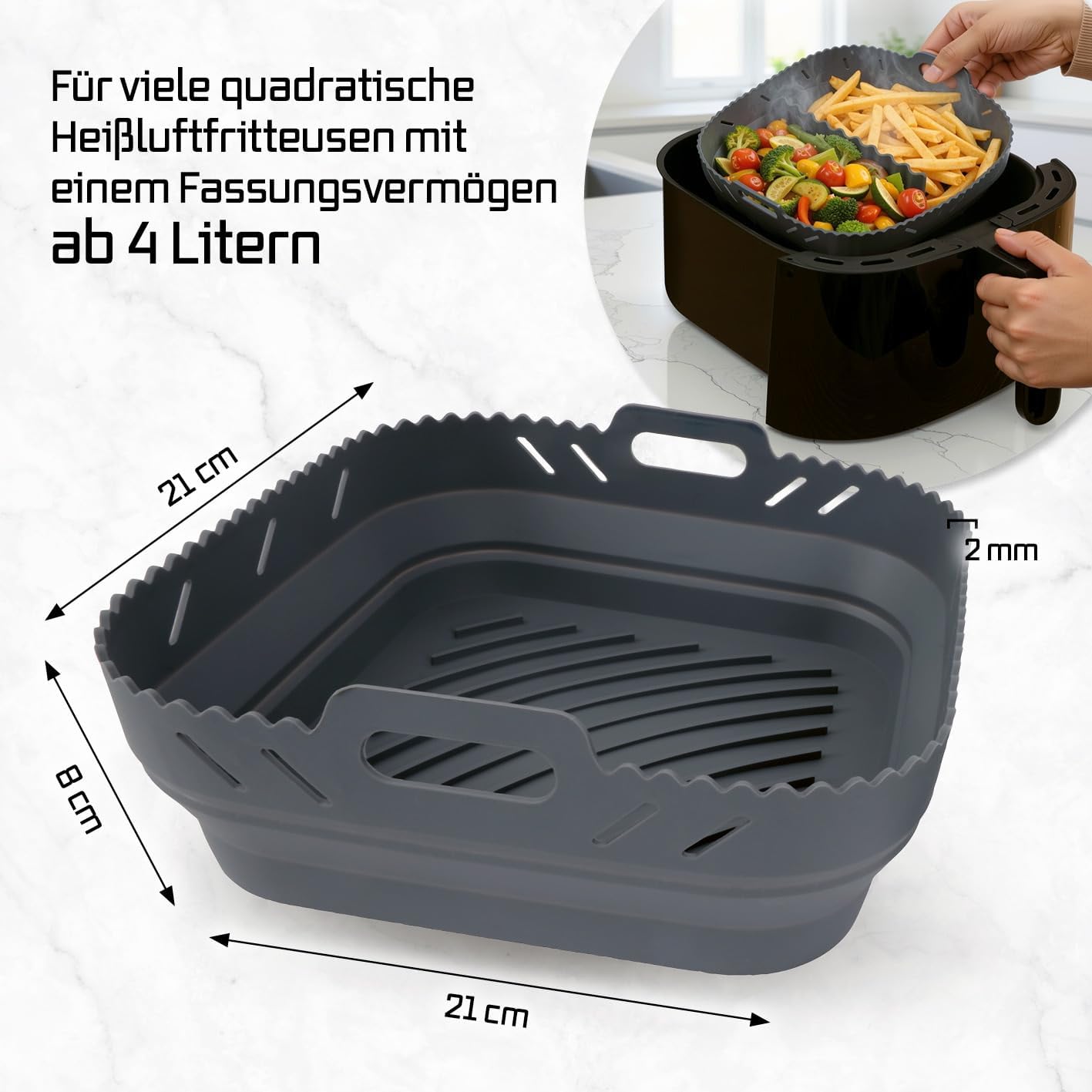 Silikonform mit Trennwand für Heissluftfritteusen