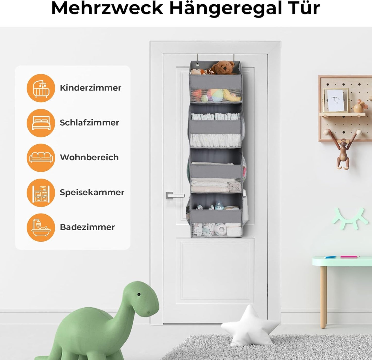 Hängeorganizer mit 4 Taschen, 4 Fächern Grau - 1 Stück