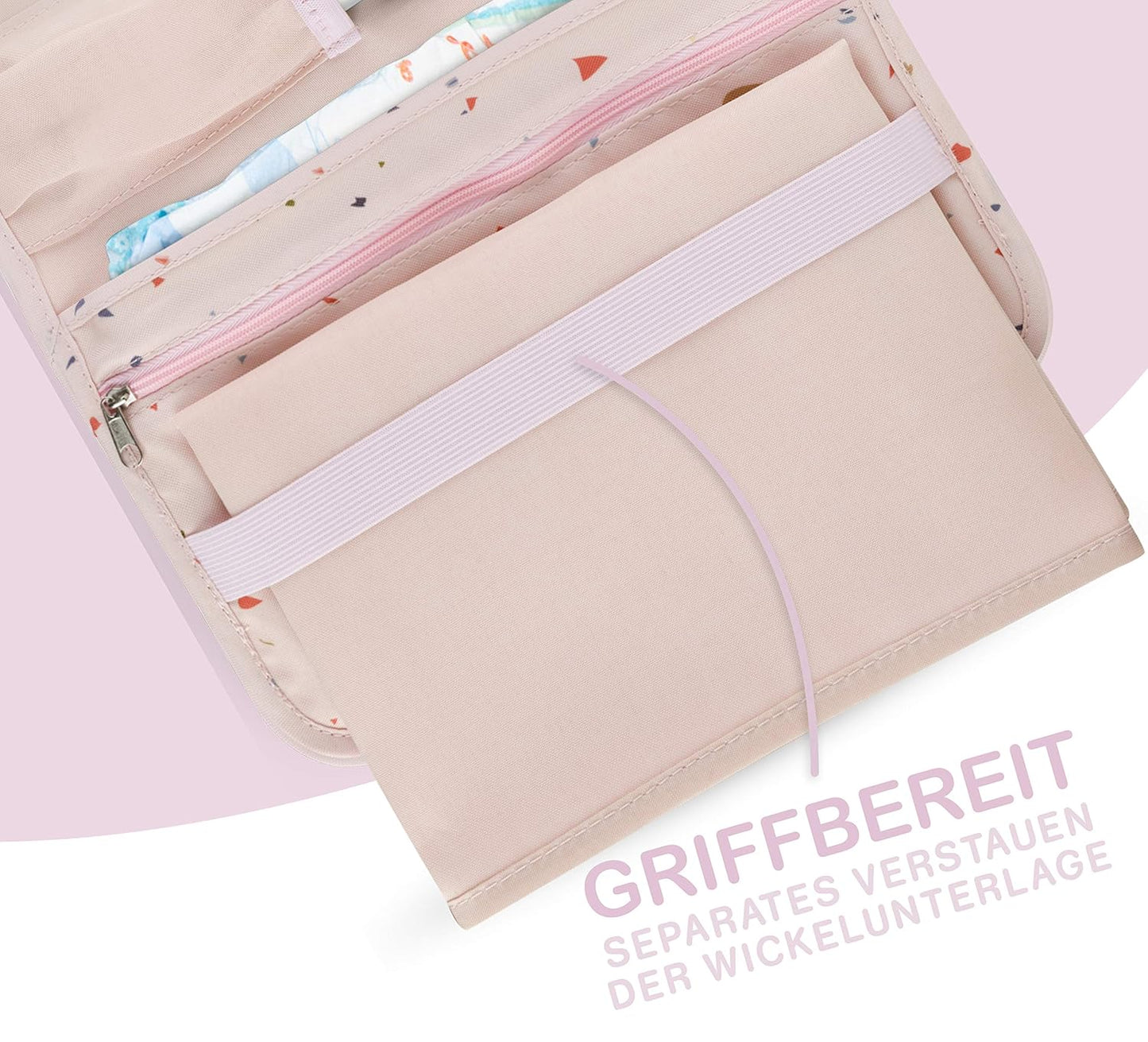 Windeltasche mit Wickelunterlage, Rosa
