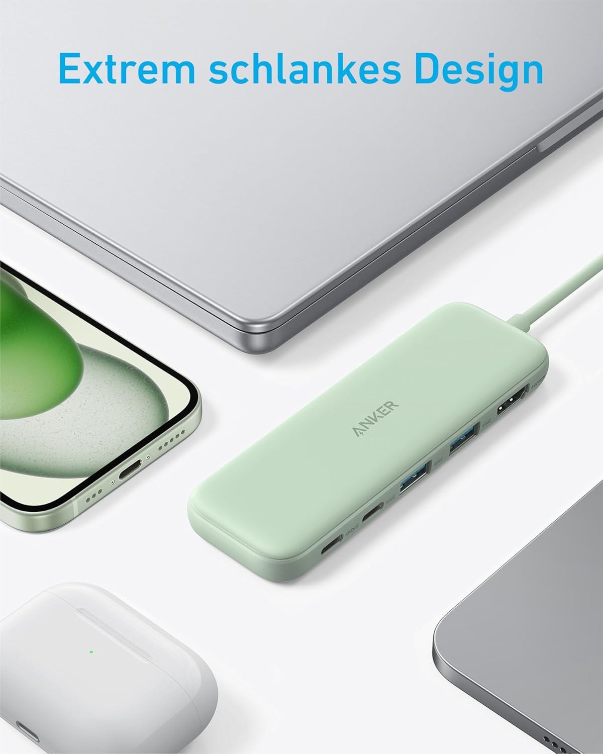 USB-C Hub mit 4K HDMI und 5Gbps Datenanschluss, Grün