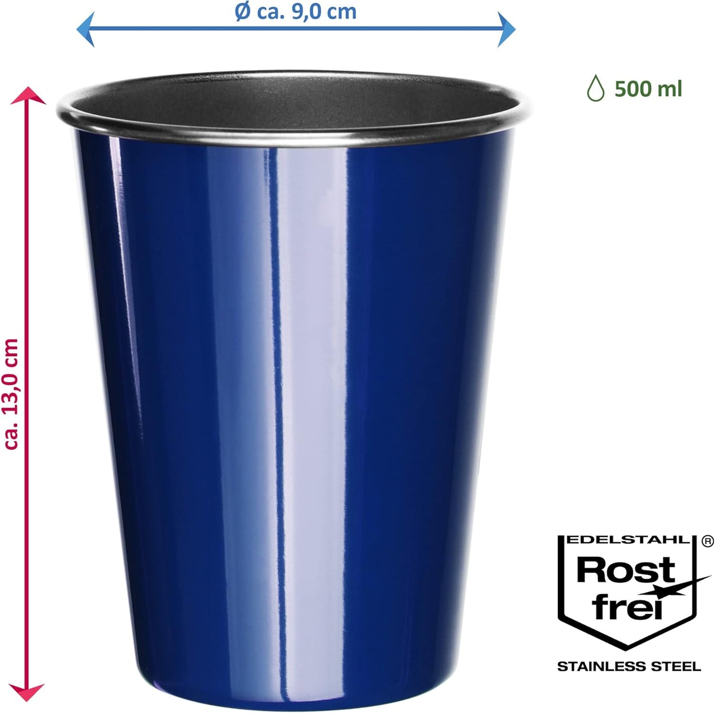 3er-Set Edelstahl-Trinkbecher, 03 Stück - Blau
