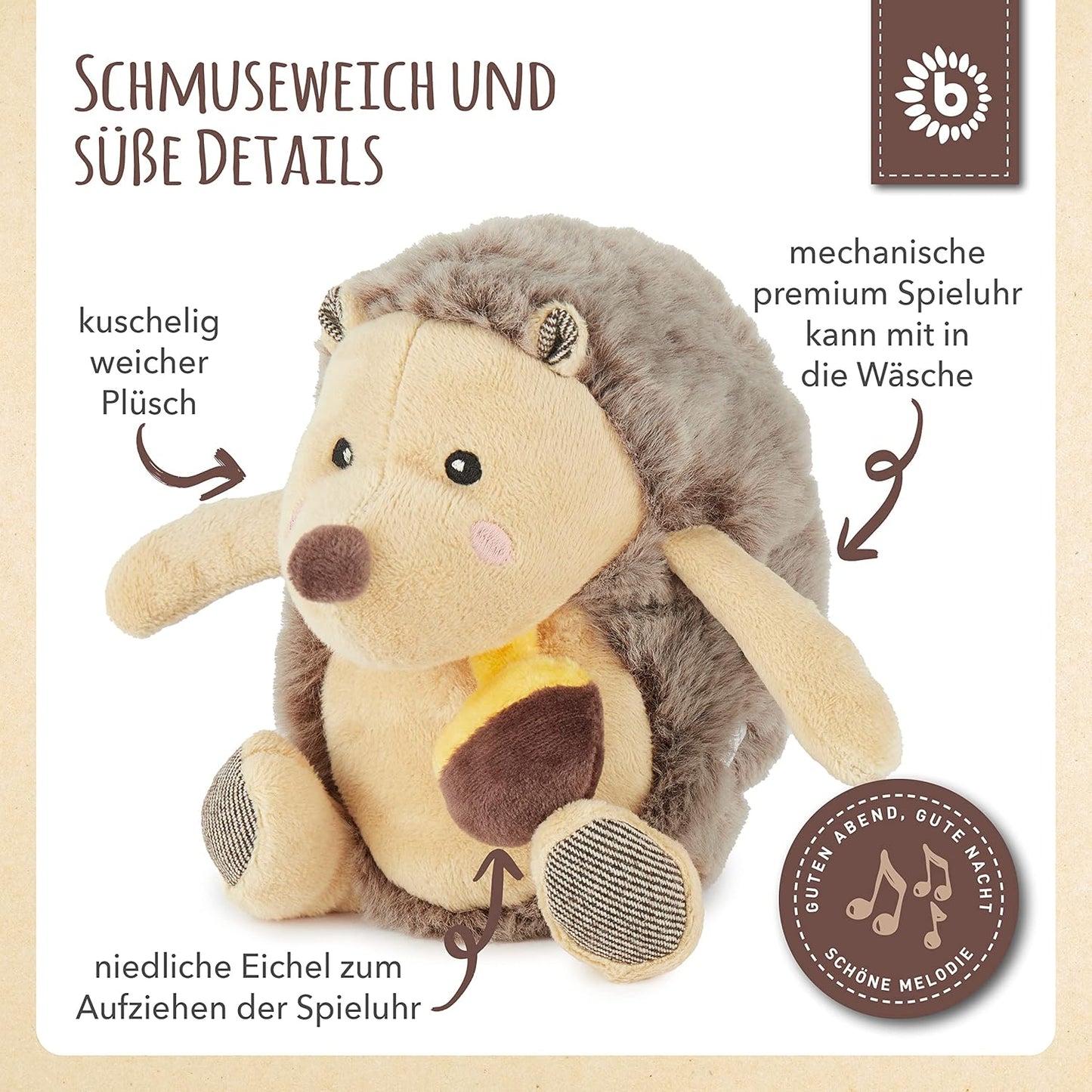 Spieluhr Igel Piksi, Braun