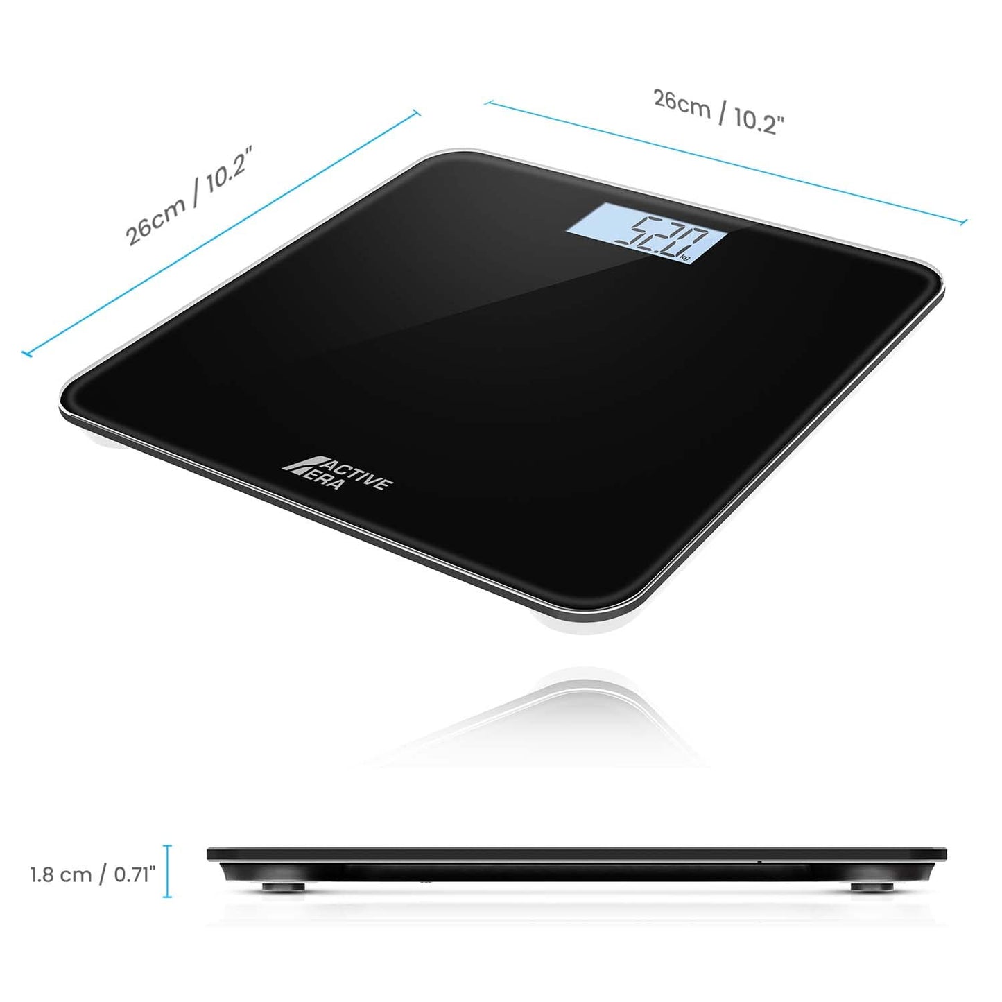 Digitale Personenwaage mit Step-On-Technologie, Schwarz