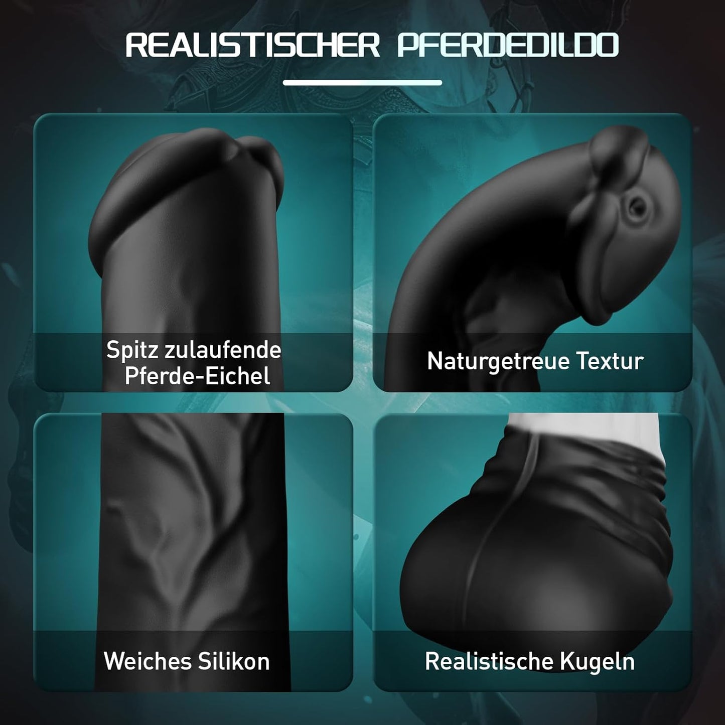 Pferdedildo mit 7 Stossfunktionen uns Saugnapf, Gelb