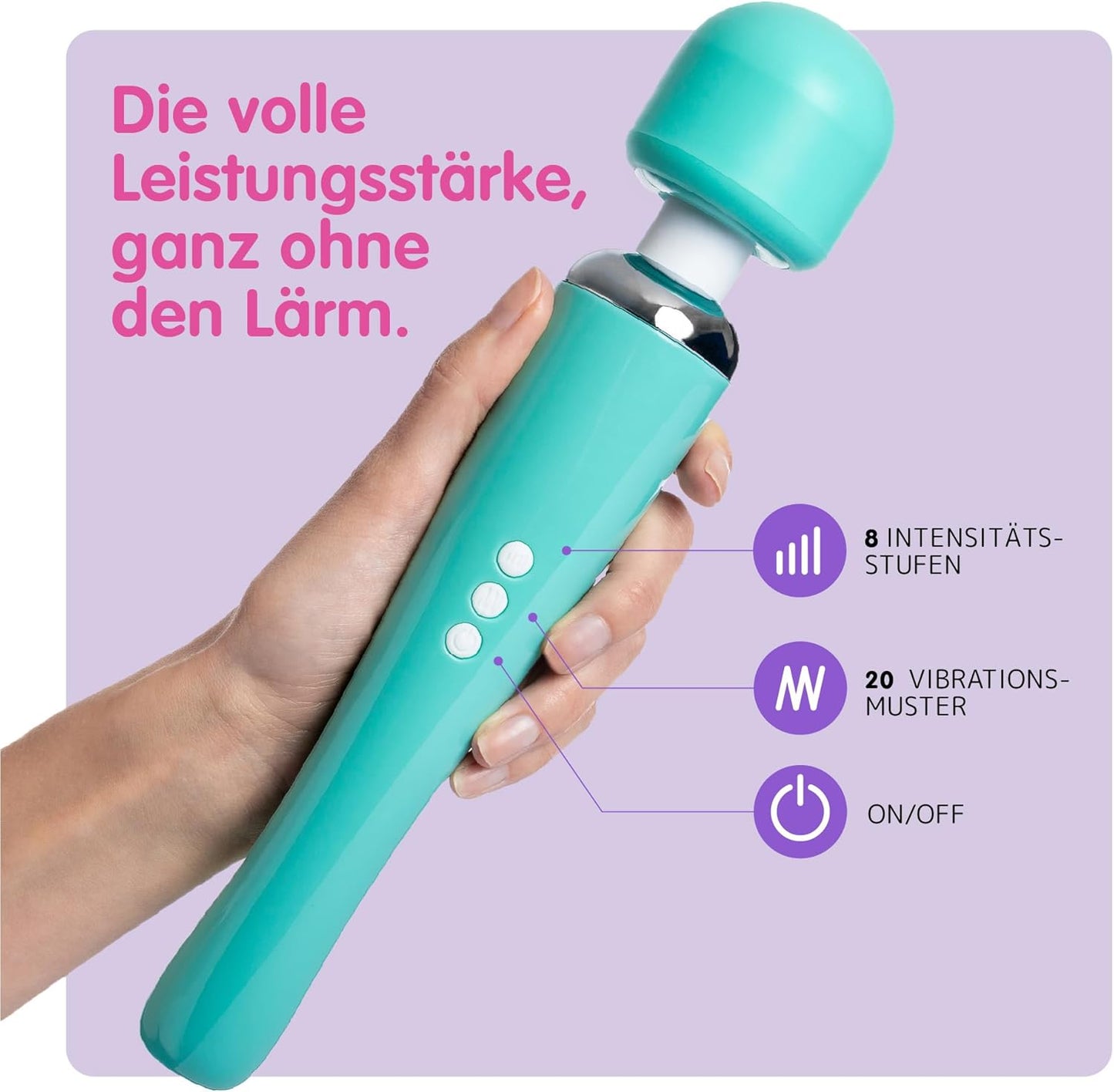 Wiederaufladbares Massagegerät mit 20 Modi und 8 Geschwindigkeiten, Gross Grün