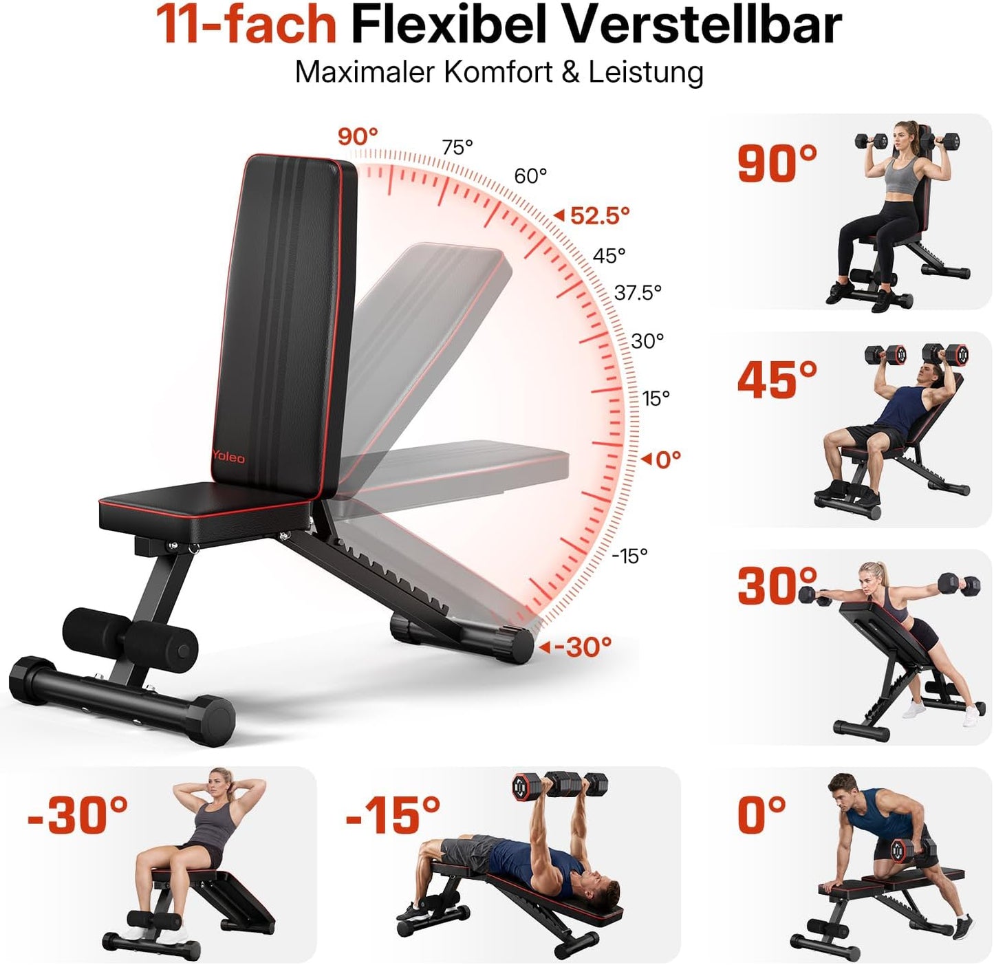Verstellbare Hantelbank, klappbar