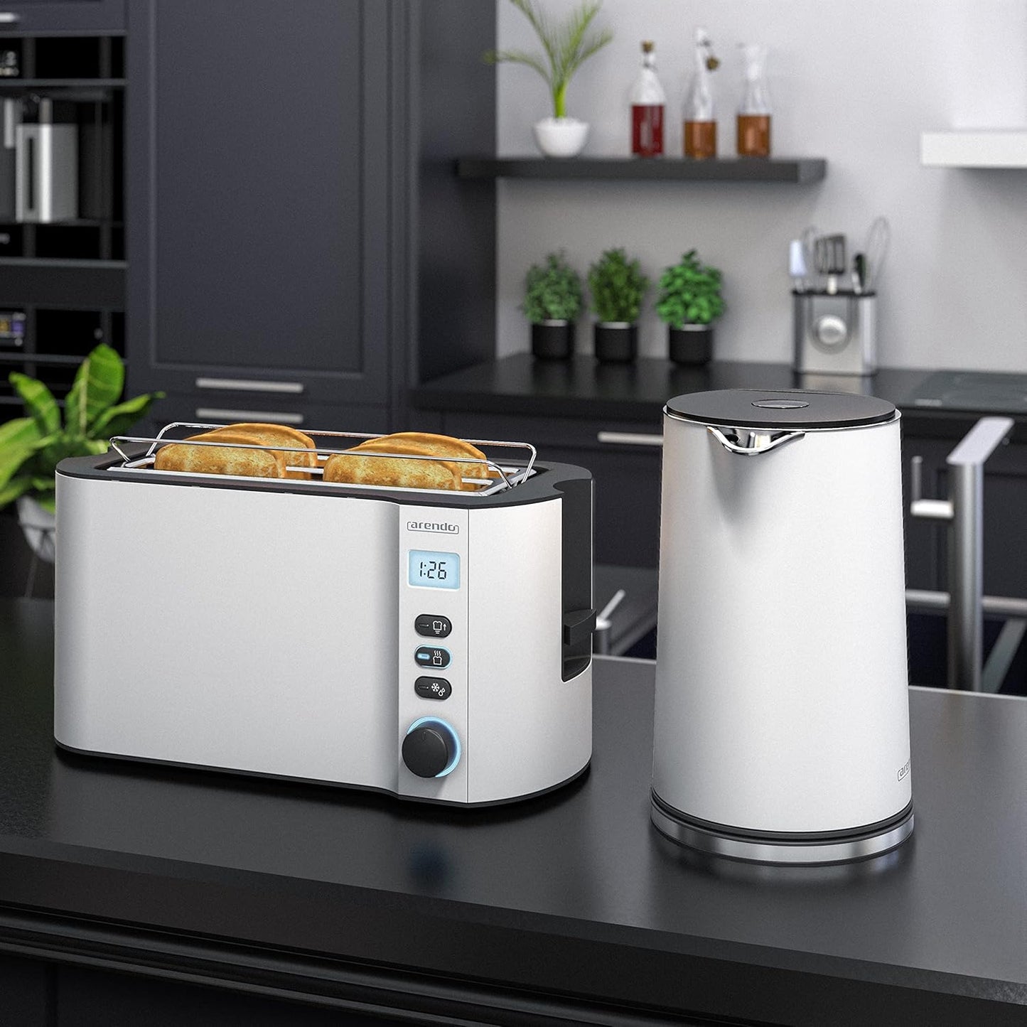 Wasserkocher und Toaster Set, D: Weiss