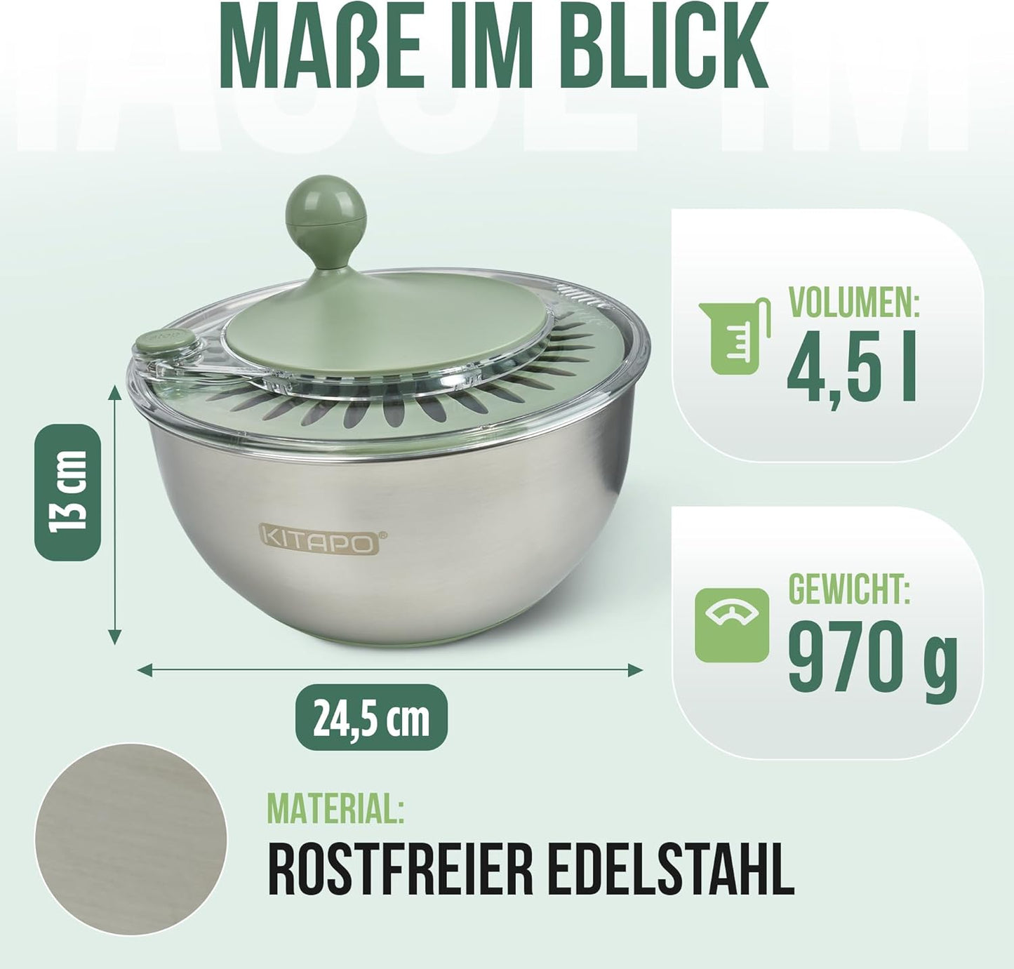 Salatschleuder mit Kurbelantrieb